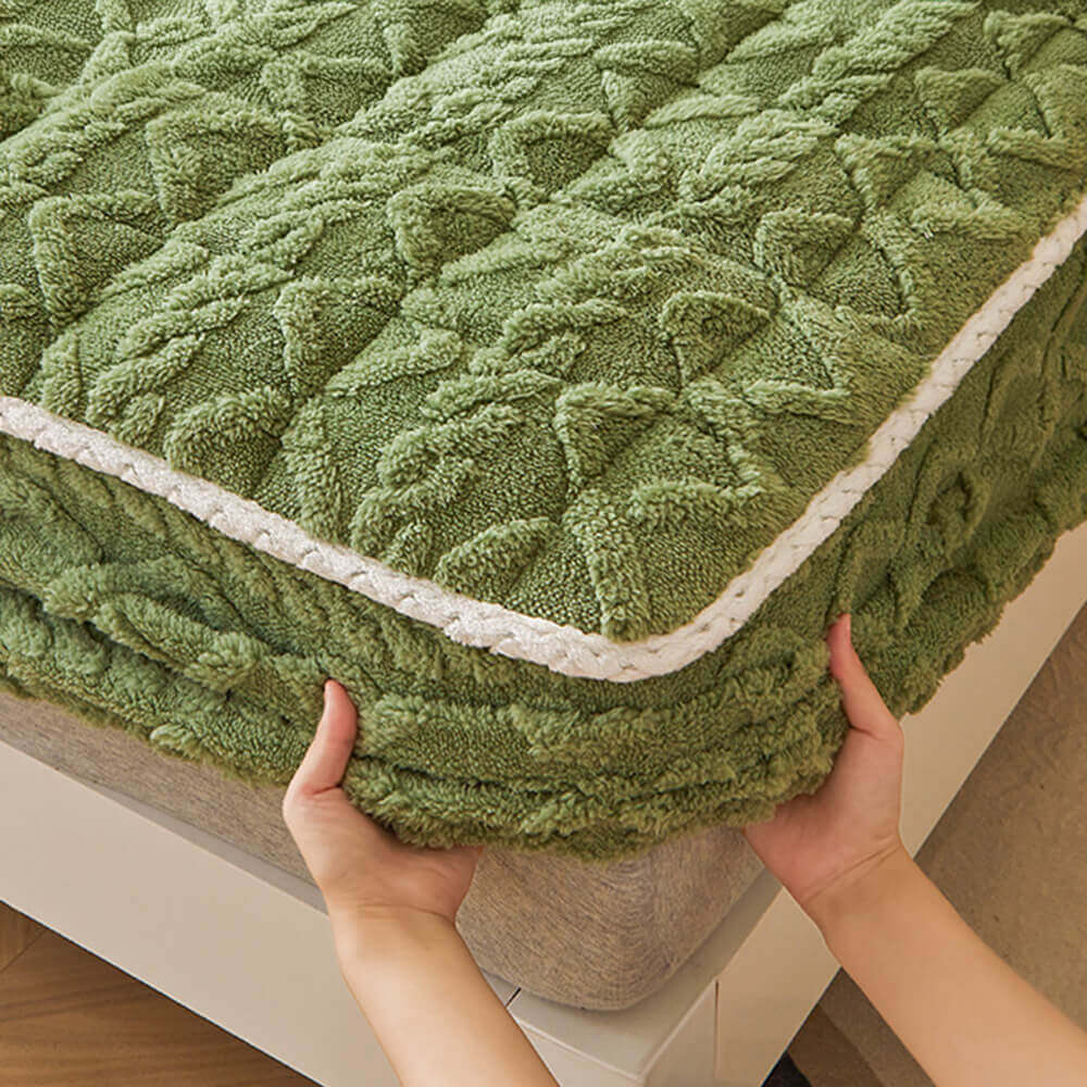 Yatella® Kadife Örgü Desenli Lastikli Yatak Örtüsü