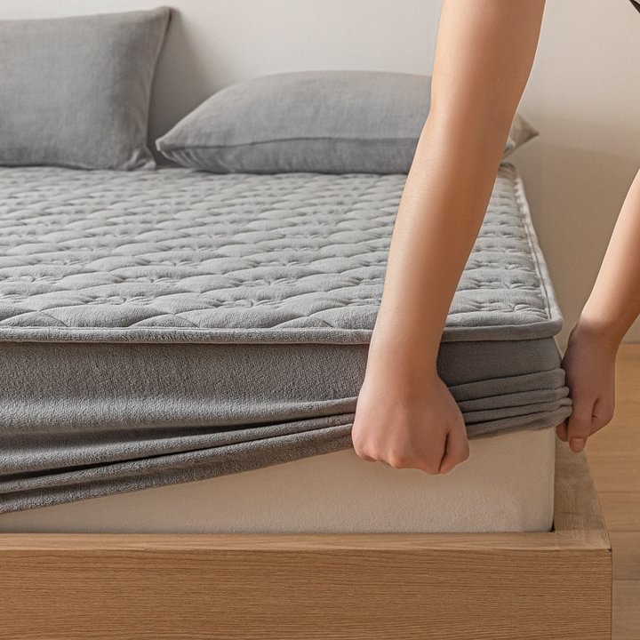 Yatella® Kadife Papatya Desenli Lastikli Yatak Örtüsü